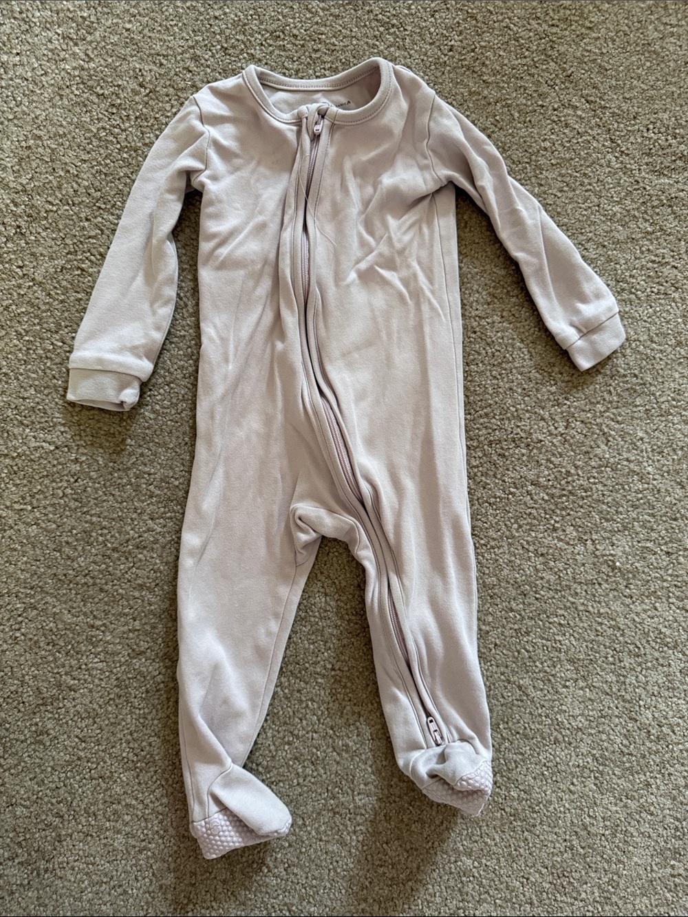 Colored Organics Light Mauve Footed One-Piece Zipper Pajamas